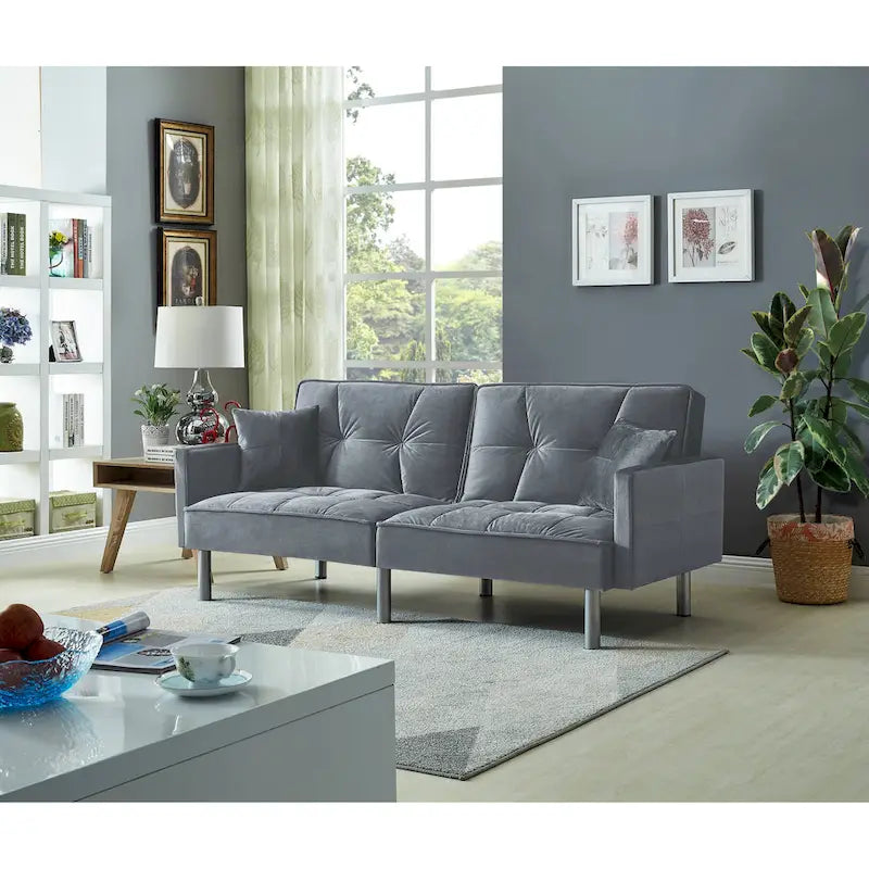 75.6 Lovely Velvet Convertible Sleeper Sofa Bed Seats