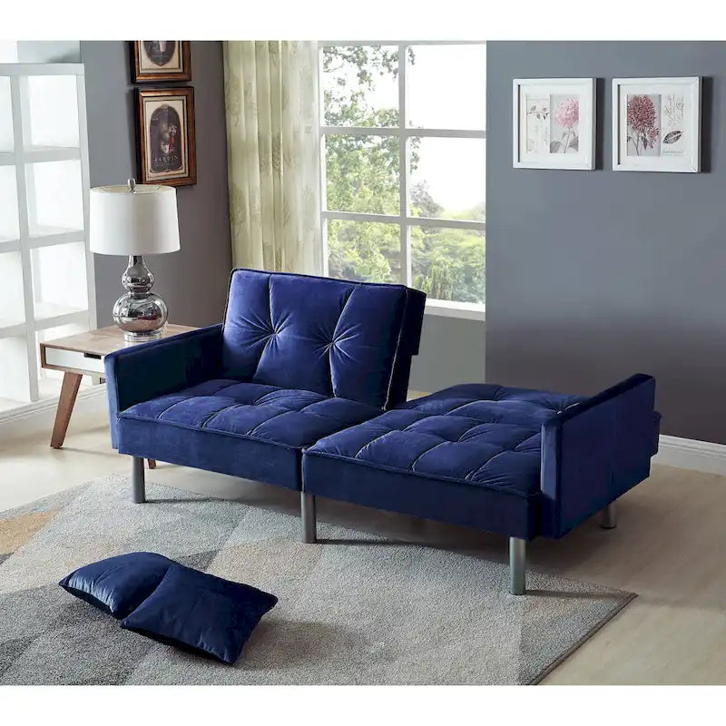 75.6 Lovely Velvet Convertible Sleeper Sofa Bed Seats
