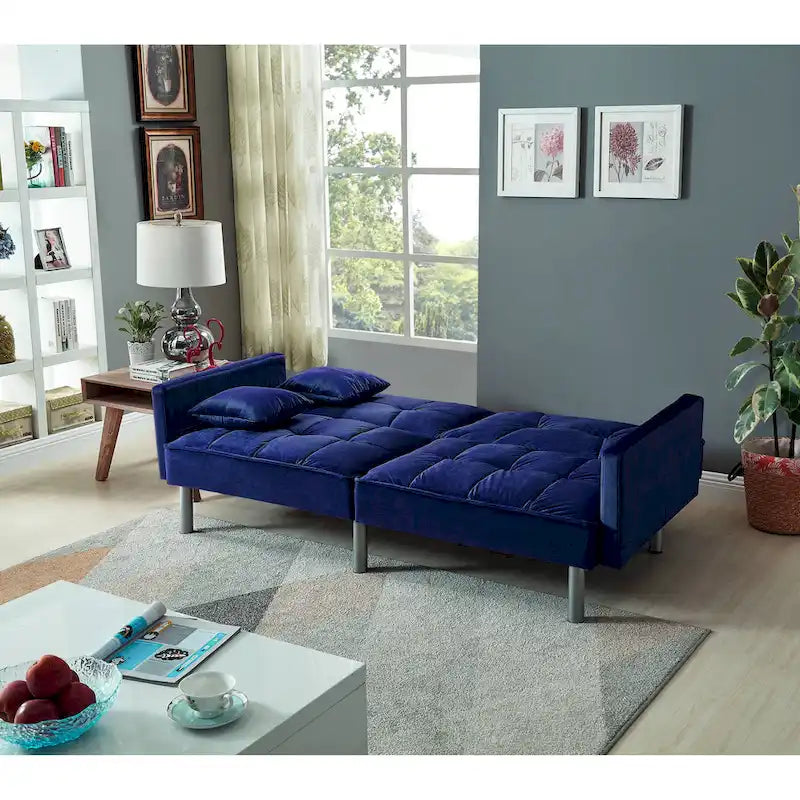 75.6 Lovely Velvet Convertible Sleeper Sofa Bed Seats