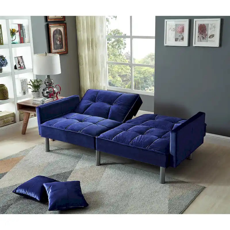 75.6 Lovely Velvet Convertible Sleeper Sofa Bed Seats