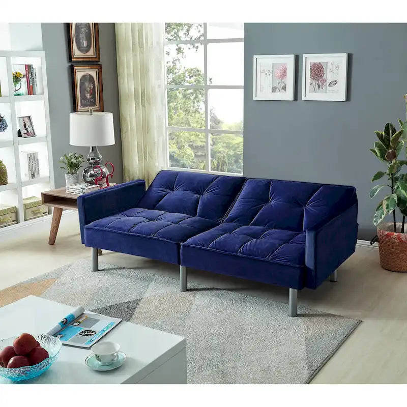 75.6 Lovely Velvet Convertible Sleeper Sofa Bed Seats