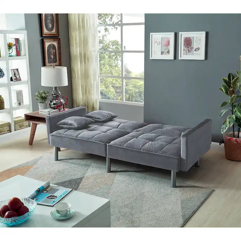 75.6 Lovely Velvet Convertible Sleeper Sofa Bed Seats