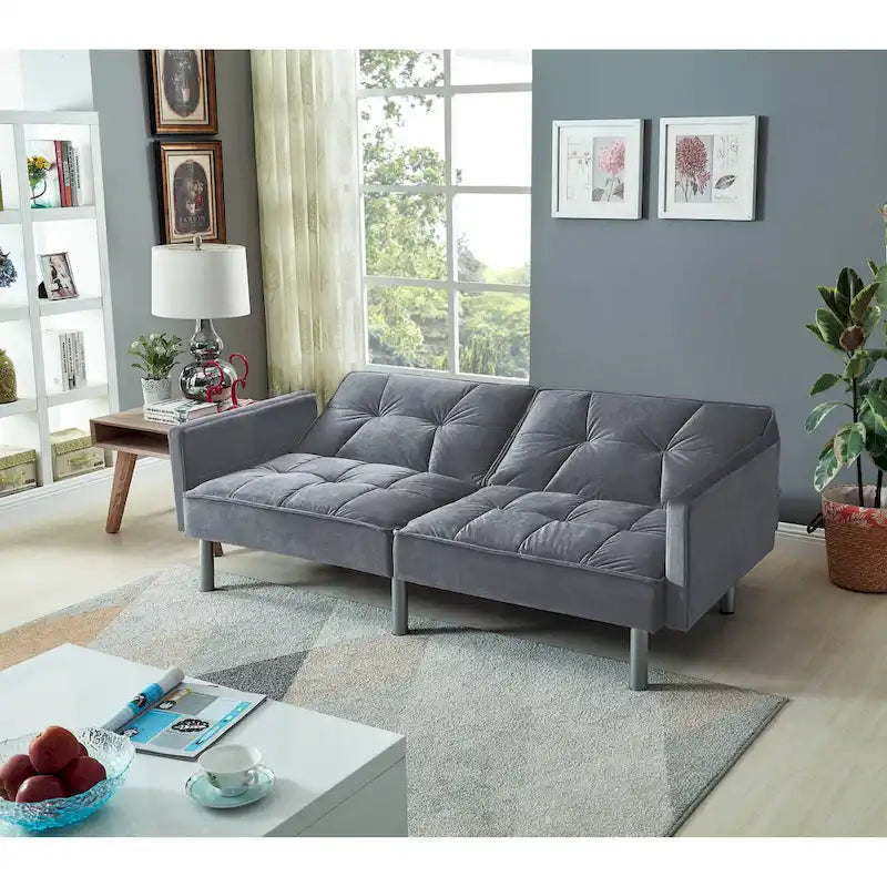 75.6 Lovely Velvet Convertible Sleeper Sofa Bed Seats