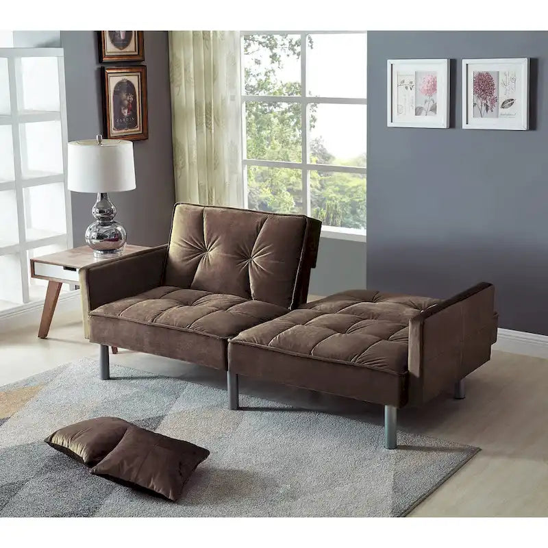 75.6 Lovely Velvet Convertible Sleeper Sofa Bed Seats