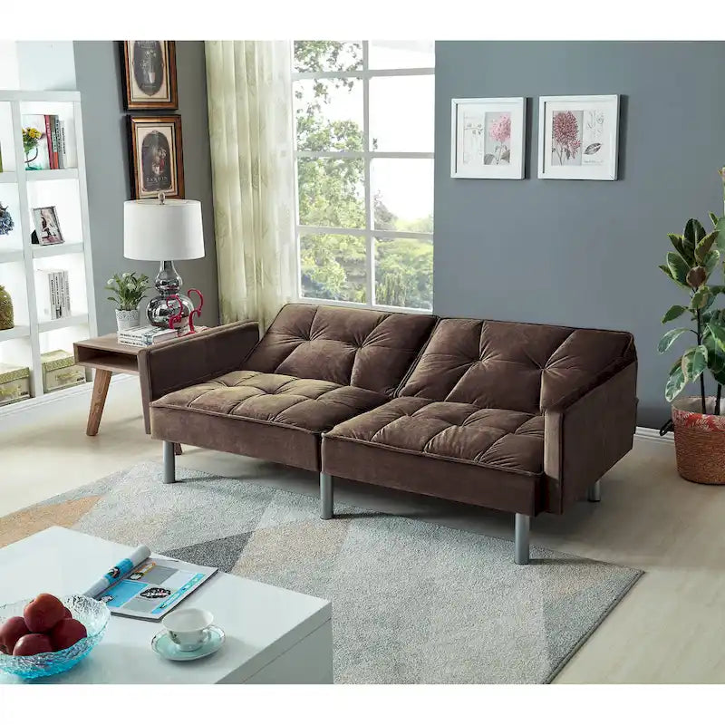 75.6 Lovely Velvet Convertible Sleeper Sofa Bed Seats