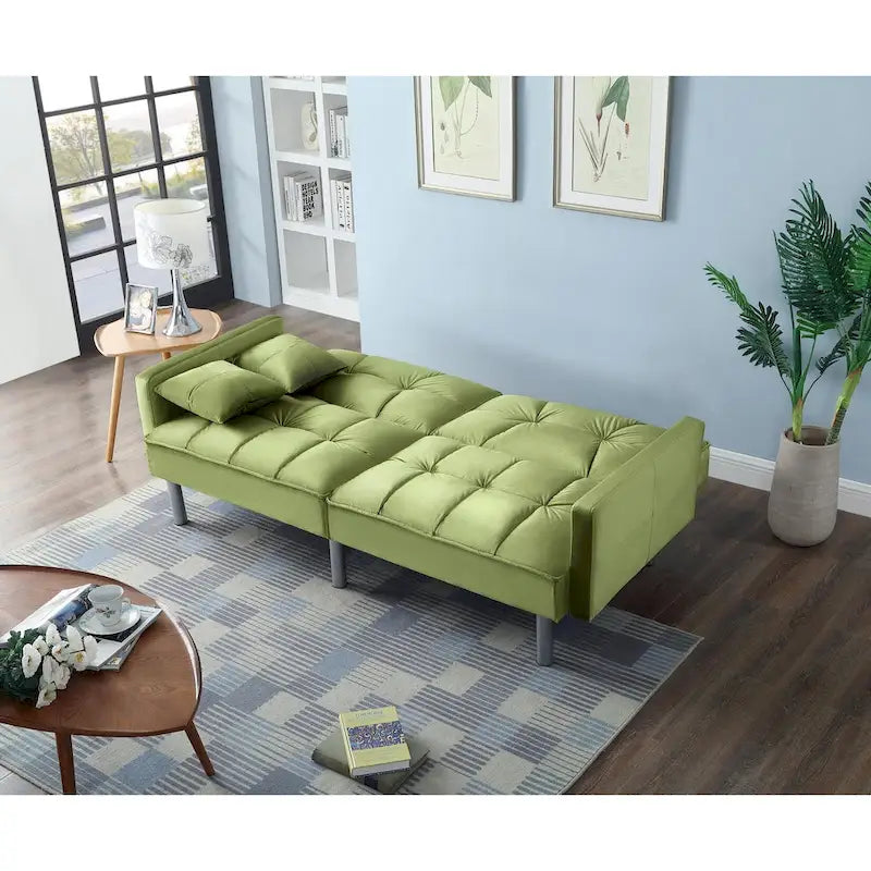 75.6 Lovely Velvet Convertible Sleeper Sofa Bed Seats