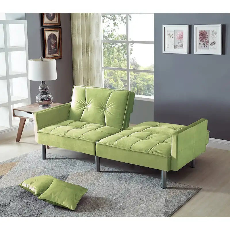 75.6 Lovely Velvet Convertible Sleeper Sofa Bed Seats