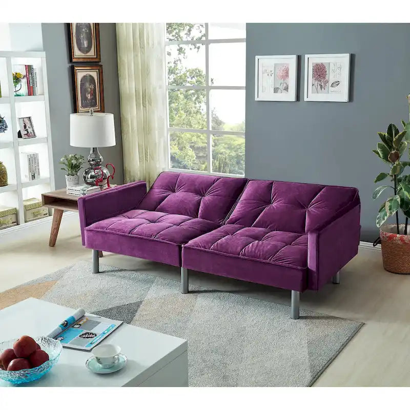 75.6 Lovely Velvet Convertible Sleeper Sofa Bed Seats