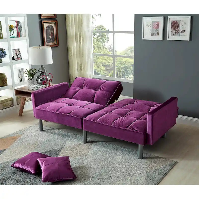 75.6 Lovely Velvet Convertible Sleeper Sofa Bed Seats