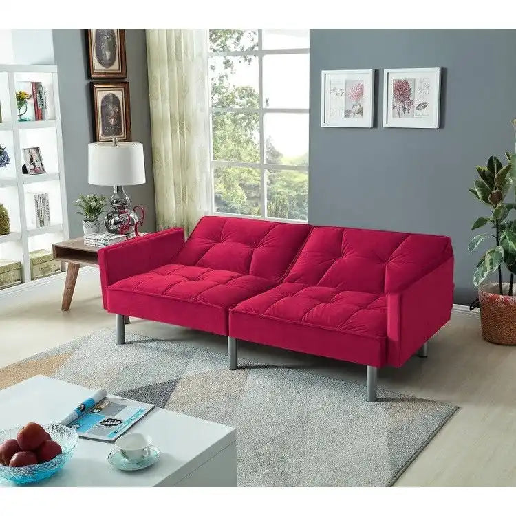 75.6 Lovely Velvet Convertible Sleeper Sofa Bed Seats