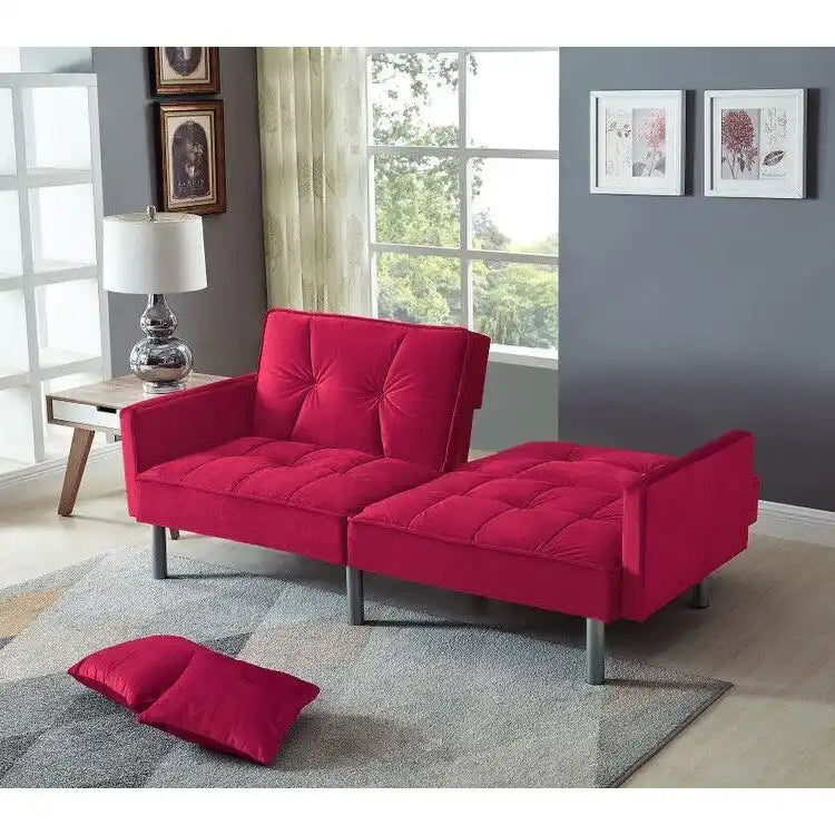 75.6 Lovely Velvet Convertible Sleeper Sofa Bed Seats