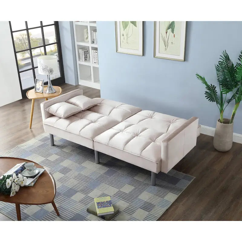 75.6 Lovely Velvet Convertible Sleeper Sofa Bed Seats