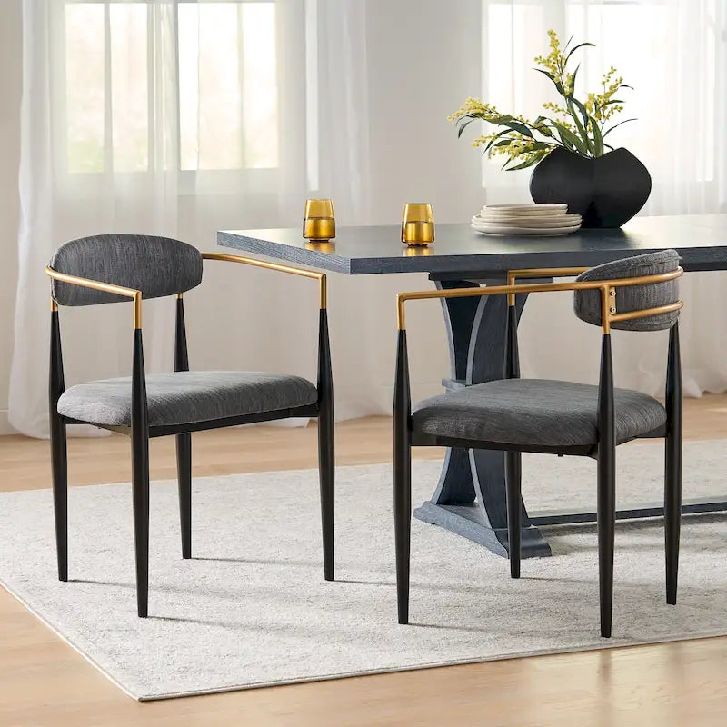 Modern Industrial Dining Chairs ( 2) with Iron by Home
