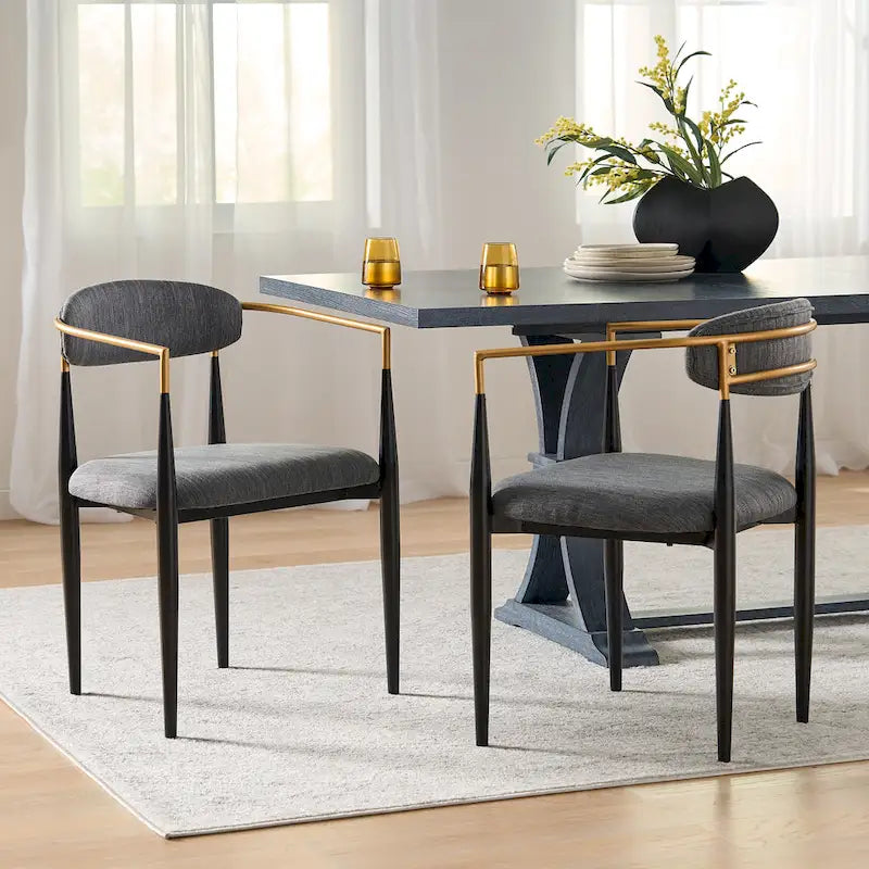 Modern Industrial Dining Chairs ( 2) with Iron by Home
