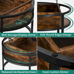 Round Lift Top Coffee Table with Hidden Storage