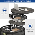 Round Lift Top Coffee Table with Hidden Storage