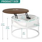 Round Lift Top Coffee Table with Hidden Storage