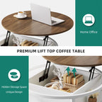 Round Lift Top Coffee Table with Hidden Storage