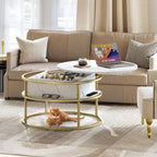 Round Lift Top Coffee Table with Hidden Storage