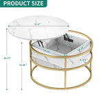 Round Lift Top Coffee Table with Hidden Storage
