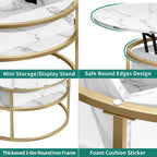 Round Lift Top Coffee Table with Hidden Storage