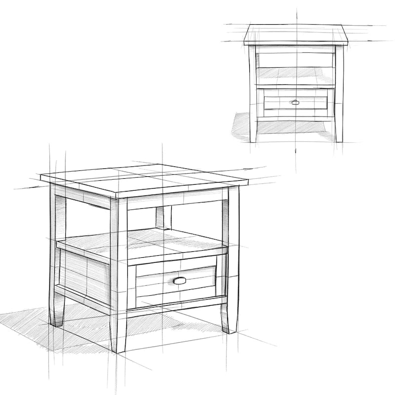 20 inch Wide Rectangle Transitional Side Table - 20 inch Wide