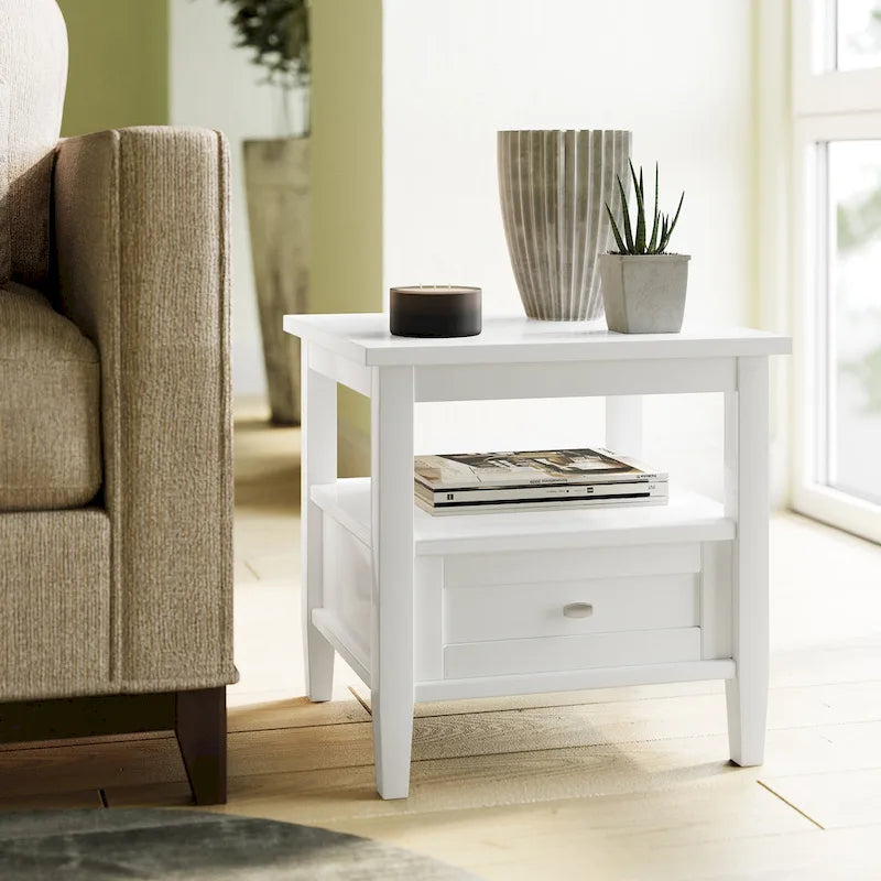 20 inch Wide Rectangle Transitional Side Table - 20 inch Wide