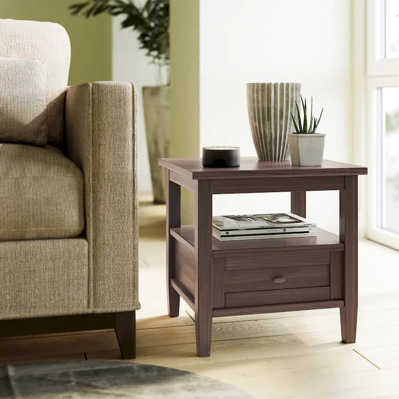20 inch Wide Rectangle Transitional Side Table - 20 inch Wide