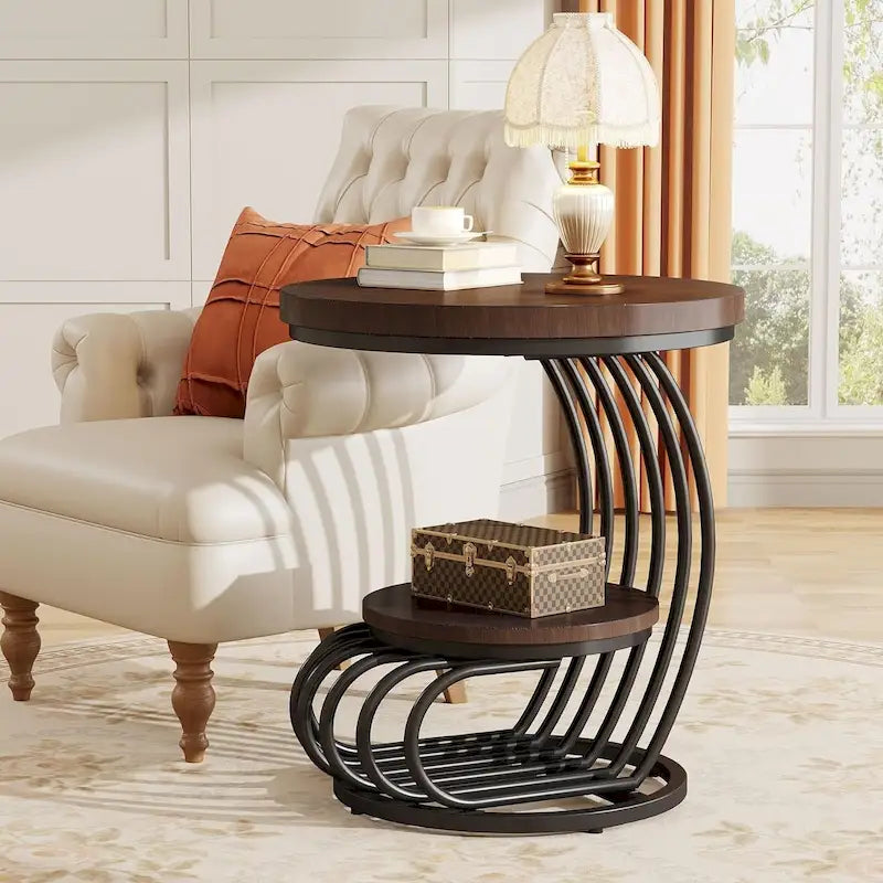 Round Table, 2 Side Table for Living Room