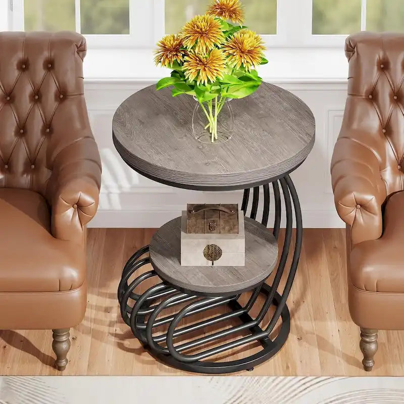 Round Table, 2 Side Table for Living Room