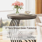 Round Table, 2 Side Table for Living Room