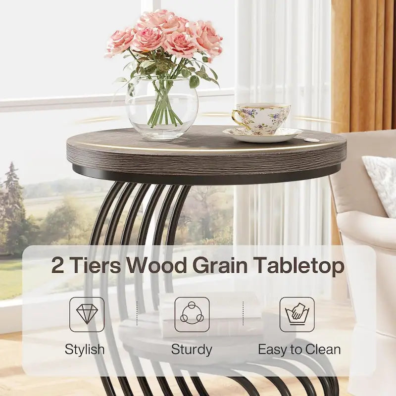 Round Table, 2 Side Table for Living Room