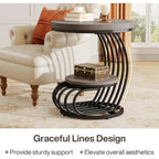 Round Table, 2 Side Table for Living Room