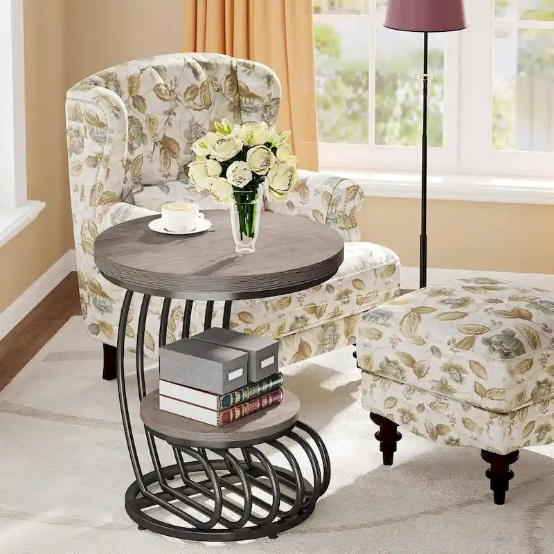 Round Table, 2 Side Table for Living Room