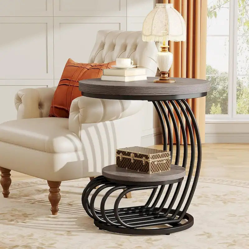Round Table, 2 Side Table for Living Room