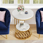 Round Table, 2 Side Table for Living Room