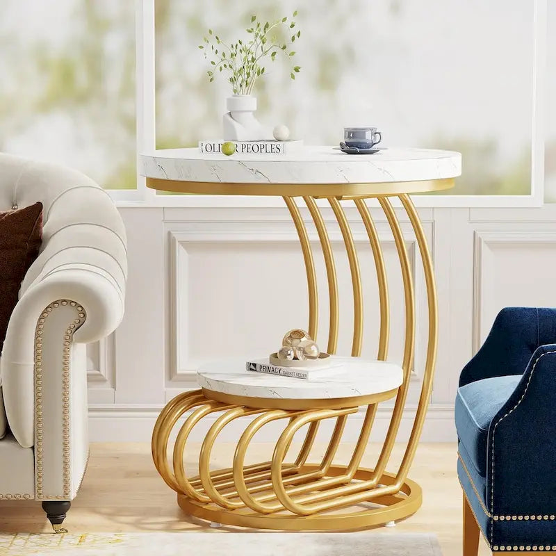 Round Table, 2 Side Table for Living Room