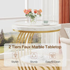 Round Table, 2 Side Table for Living Room