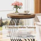 Round Table, 2 Side Table for Living Room