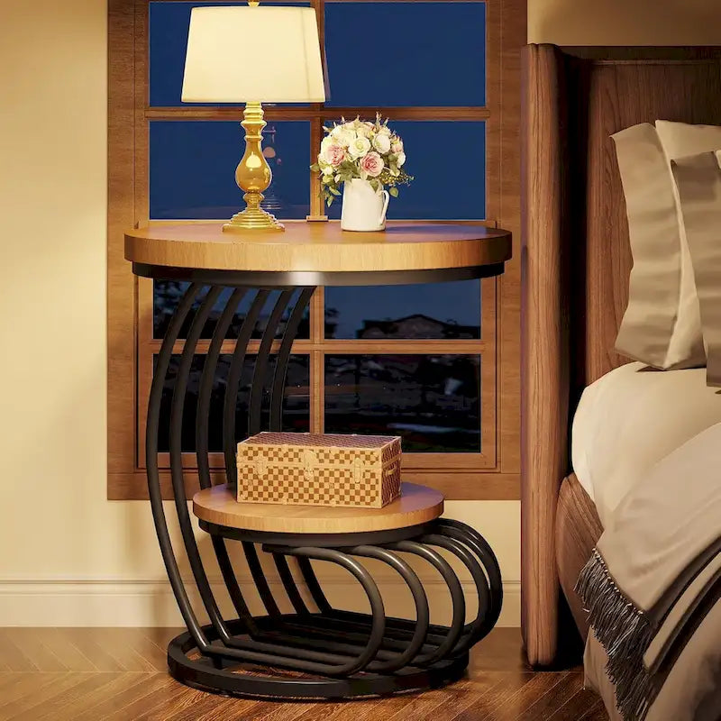 Round Table, 2 Side Table for Living Room