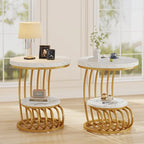 Round Table, 2 Side Table for Living Room
