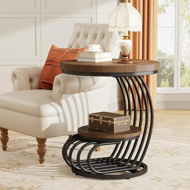 Round Table, 2 Side Table for Living Room