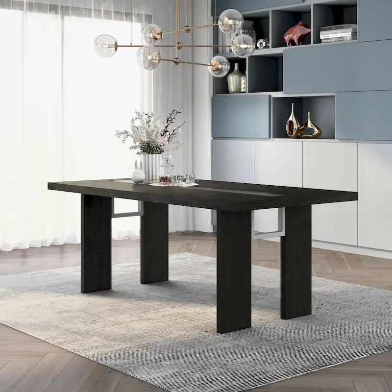of Contemporary 76-inch Glass Dining Table With