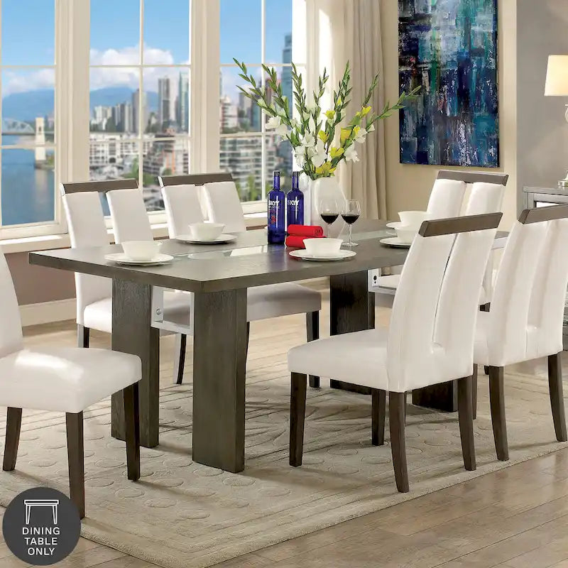 of Contemporary 76-inch Glass Dining Table With