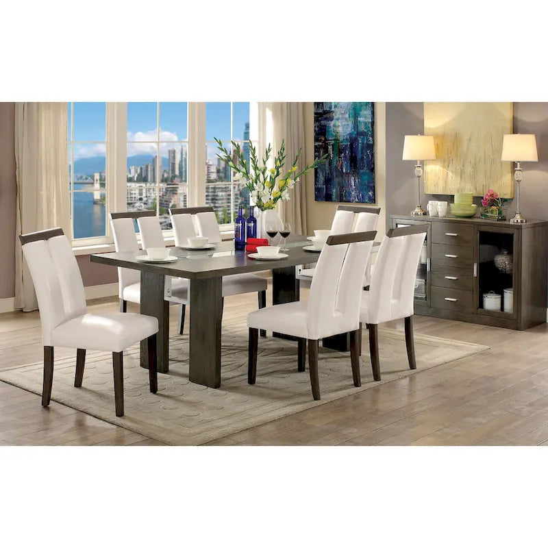 of Contemporary 76-inch Glass Dining Table With