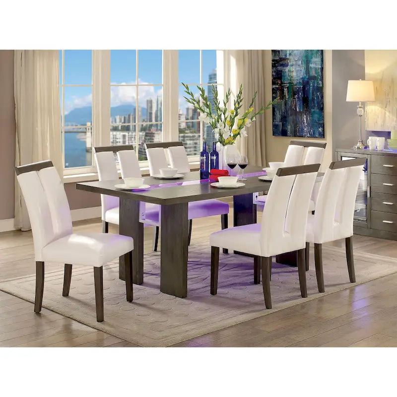 of Contemporary 76-inch Glass Dining Table With