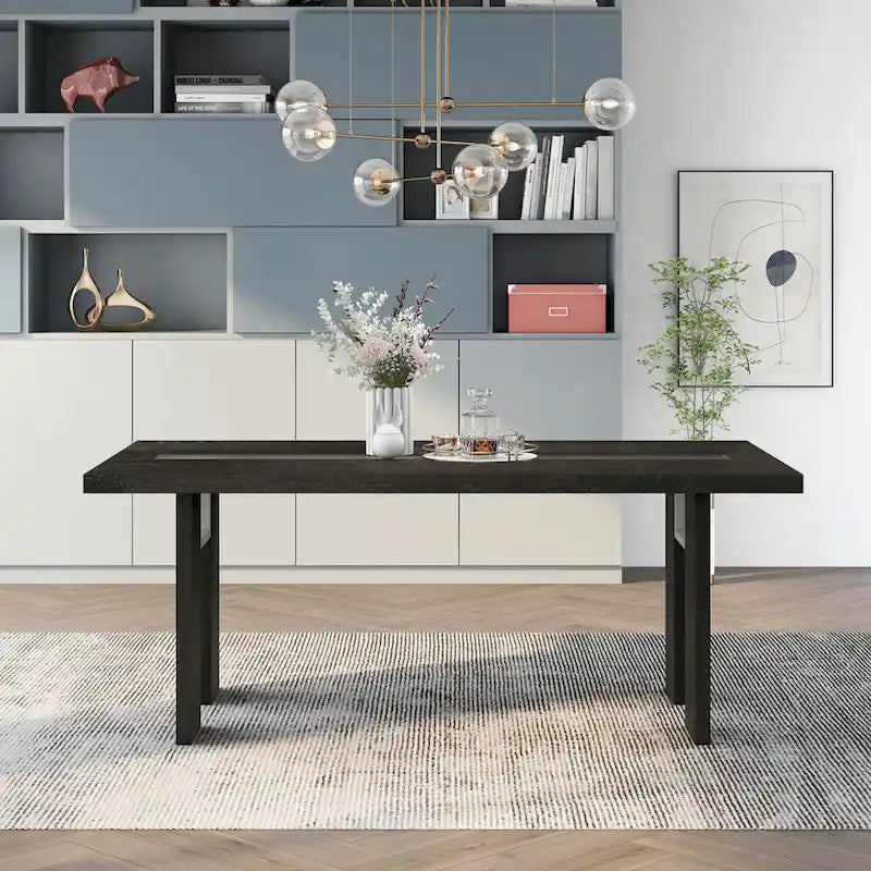 of Contemporary 76-inch Glass Dining Table With