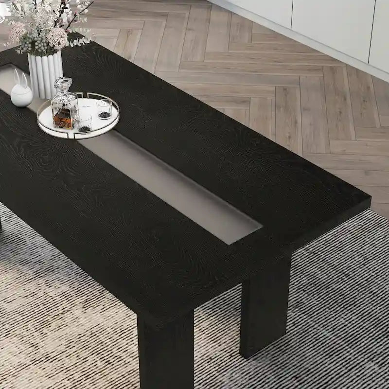 of Contemporary 76-inch Glass Dining Table With