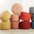 Round Indoor/Outdoor Polyester Pouf Ottoman/ Stool - 18X18X12