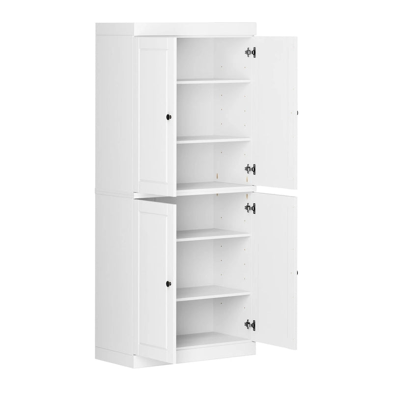 100% Pantry Cabinet with Frosted, Clear Glass or Solid Doors and Adjustable Shelves
